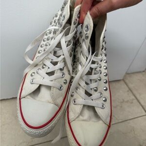 Studded White High-Top Sneakers